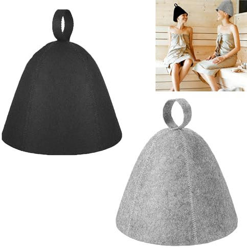 Smaoqingji Sombrero Para Sauna Gorro Saunas - 2 Unidades, Negro, Gris, Accesorios Unisex Paras Saunaung, Adecuado Para su uso en Diversos Entornos, Como Baños, Saunas, Spas o Baños Termales Privados