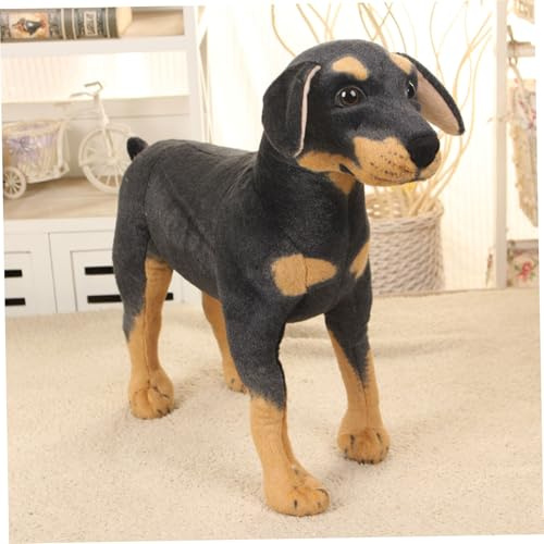 Latemeia Dog Stuffed Animal, 11x11x5 Simulation Standing Black Stuffed Dog, Super Realistic Soft Comfortable Toys for Child Photography Props, Decoración del hogar