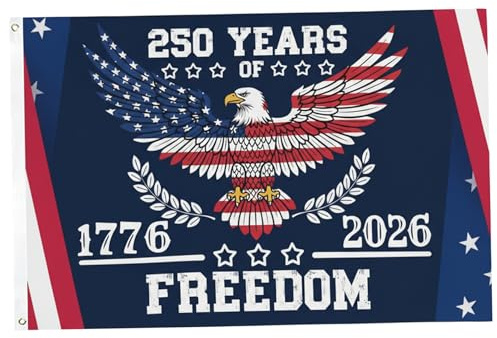 Drapeau américain du 250e anniversaire – Drapeau américain du 250e anniversaire avec aigle, bannière en polyester pour affichage extérieur et intérieur –
