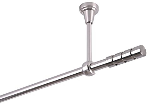 Gardinenstange 16 mm 1-Lauf Deckenbefestigung Edelstahloptik Metall Neu (320)