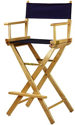 Casual Home Director's Chair ,Natural Frame/Navy Canvas,30 - Bar Height