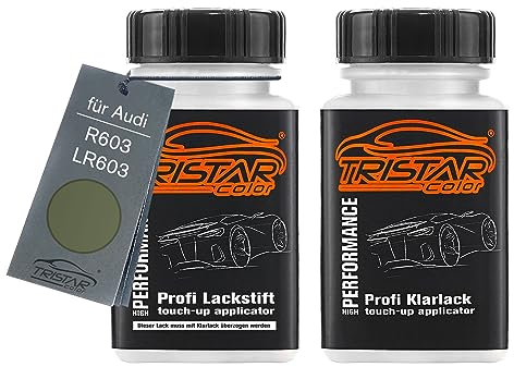 TRISTARcolor Autolack Lackstift Set für Audi R603 / LR603 Olivgrün Basislack Klarlack je 50ml
