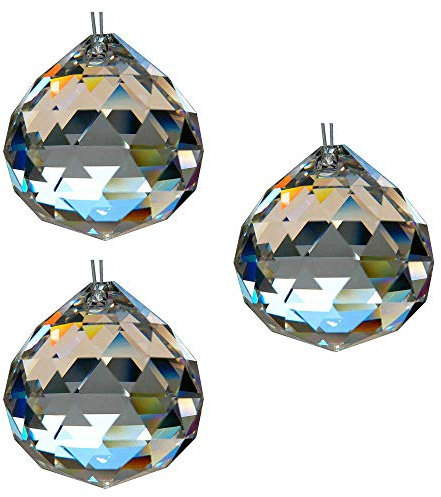 HAB & GUT -G701-30- Bola de cristal, juego de 3 piezas, talla triangular, Cristal de plomo, diámetro: 30