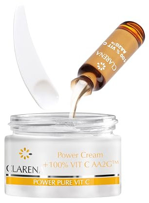 Clarena Vit C Gesichtscreme 50 ml + Serum Ampulle 1,5 ml - Anti Aging Creme für trockene Haut - Anti Falten Creme für Frauen mit Vitamin C Serum Gesicht
