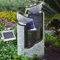 Solar Gartenbrunnen Brunnen Solarbrunnen Zierbrunnen Wasserfall Gartenleuchte Teichpumpe für Terrasse, Balkon, verbessertes Modell mit Pumpen-instant-Start-Funktion mit Liion-Akku & Led-Licht (V002)