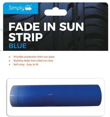 Simply FAD02 Car Windscreen Fade Strip, Provides Protection From Sun Glare, Self Cling Easily Fit & Remove Blue