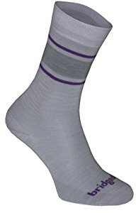 Bridgedale LINER Base Layer Merino Performance Boot-Women's- Small-Lt Grey / Purple