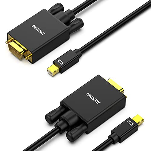 BENFEI Câble Mini DisplayPort vers VGA, 2 Paquet Câble Mini DisplayPort vers VGA 1,8 m (Compatible Thunderbolt 2) avec MacBook Air/Pro, Surface Pro/Dock, Moniteur, Projecteur