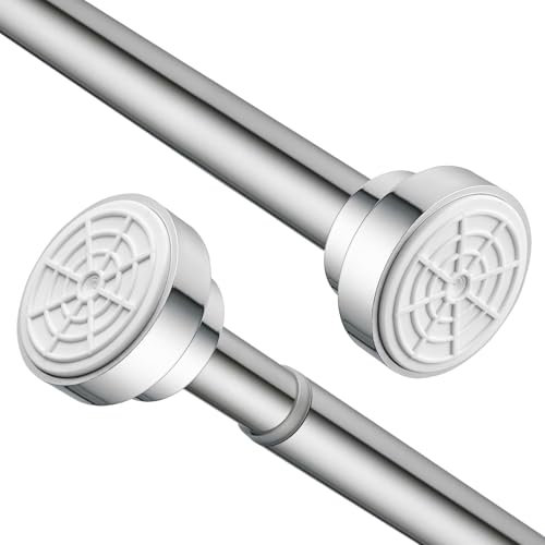 Stainless Steel Extendable Shower Curtain Pole 55-85cm Tension Rods for Curtains Telescopic Curtain Poles No Drilling Adjustable Shower Curtain Rail for Kitchen Cupboard Closet Bathroom Window