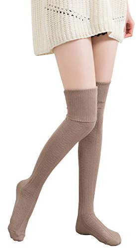 Bakicey Damen Kniestrümpfe Socken Overknee Strümpfe Strumpfhosen Baumwollstrümpfe Stricksocken Stützkniestrümpfe Gestrickte Socken Hoch Über das Knie Lange Socken Winter Strümpfe