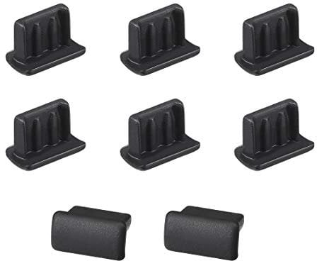 sourcing map 10pcs Silicone Mini USB Cap Port Cover Anti Dust Protector 7mmx2mm Black((did Not Fit USB)