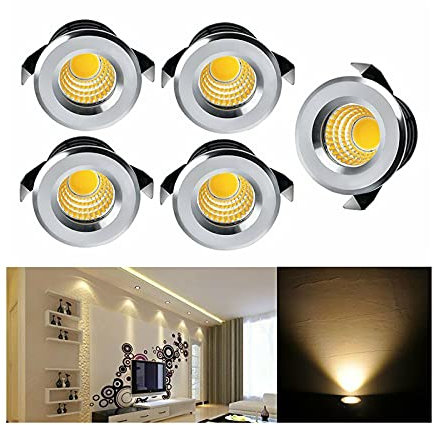 Elitlife 5er Mini Einbaustrahler Minispot Einbauleuchte LED led Einbaustrahler Set Aluminium 3W Warmweiß mit Transformer Recesed Downlight [Energieklasse A+++]