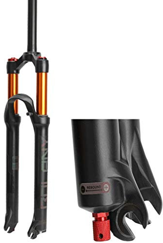 MZP Fahrrad Luftfedergabel 26 27.5 29 In MTB Straight 1-1/8 Federweg 120mm Scheibenbremse RL/HL QR 9mm Fahrradgabel Dämpfungsanpassung (Color : A- Gold, Size : 26in)