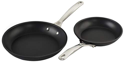 Le Creuset Juego de utensilios de cocina Pro antiadherentes endurecidos, 2 piezas (sartén de 8 y 10 pulgadas), gris