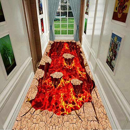 Jjzhb Lava 3D-Landschaft-Kanal Bereich Teppich, Nicht Beleg-Runner Teppich for Flur Eintrag Weg Boden Teppichböden Individueller Länge Treppen Teppich, weiche Textur und leicht zu reinigen