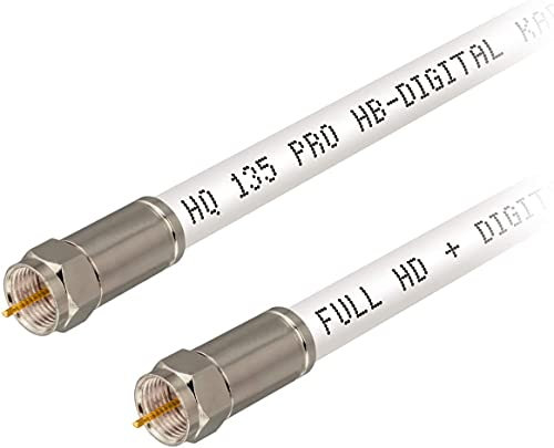 3m HB-DIGITAL HDTV SAT Antennenkabel 4-Fach geschirmt max 135dB Stahl-Kupfer Anschlusskabel RG6 Koax mit Kompressionssteckern vernickelt Koaxial Kabel 1080p Full HD 3D UHD Ultra 4K F-Stecker weiß