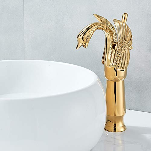 Ottone Rubinetto Bagno Moderno, Elegant Miscelatore Monocomando con Acqua Calda e Fredda - Per Bagno o Lavabo, In Cermica con Valvola in Oro