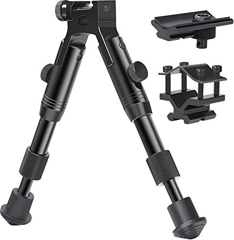 Feyachi 3 in 1 Tactical Rifle Bipod + Rail Mount Adapter + Barrel Clamp | Adjustable Height from 6.3 to 6.9 for Hunting
