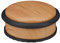 4 x Türstopper Boden, für schwere Türen, Edelstahl, Gummi, flach, Holzoptik Bodenpuffer HxD 5 x 10,5 cm, Hellbraun