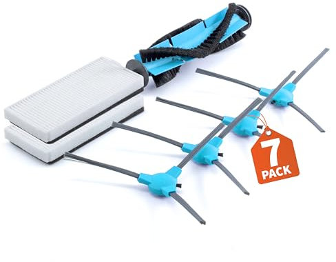 BAKUUM Pack Accesorios x4 Cepillos laterales x2 Filtros Hepa (Deposito Agua-Mopa) x1 Rodillo para Cecotec Conga 990 VITAL, 999 y Serie 1090, 1099, Serie 1790 y 1990
