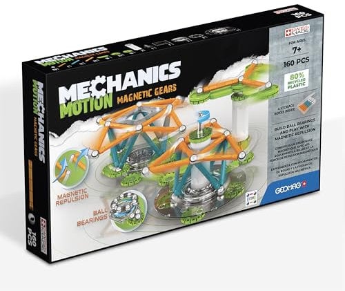 Geomag - Mechanics Motion Magnetic Gears - Lern- und Kreativspiel für Kinder - Magnetische Bausteine - Set mit 160 Teilen