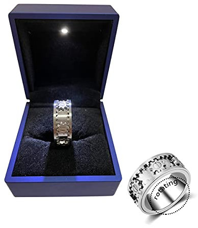AMZCOM Spinner Ring für Männer Angst Linderung, Mechanischer Zahnrad-Drehring, Edelstahl Zappelringe für Jugendliche, Stress abbauen Fingerspielzeug, Schmuck mit Geschenkbox,10