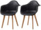 GrandCA HOME Pack de 2 Sillas de Comedor Sillas de Cocina Nórdicas con Patas de Madera de Haya, Sillones Modernos para Salón, Oficina, Dormitorio, Comedor, Negro