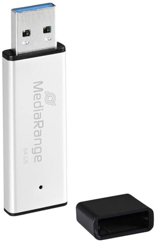 MediaRange USB 3.0 Hochleistungs Speicherstick 64GB - Mini USB Flash-Laufwerk mit hochwertigem Aluminium Gehäuse, externe Speichererweiterung mit Lesegeschwindigkeit von bis zu 200 MB/s, Farbe Silber