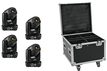 EUROLITE Set 4x LED TMH-S90 + Case | 4x LED-Moving-Head Spot inklusive Flightcase mit Rollen