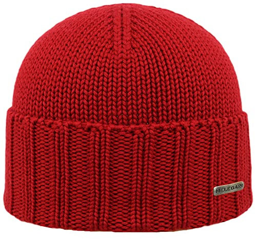 MELEGARI Mütze mit hohem Rand | Beanie Varese | reine Merinowolle | Made in Italy, rot