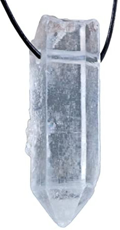 Lebensquelle Plus | Cristal de roche naturel dentelle | Pendentif avec cordon en coton, Gemme, cristal de roche