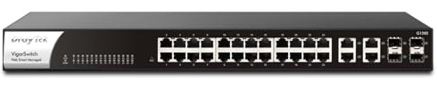 DrayTek VigorSwitch G1282, 24-Port Managed Switch, 4 SFP Uplink Ports, Rack Mountable, QoS, Ideal for SOHO and Small Business