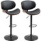 HOMCOM Lot de 2 tabourets de Bar Chaise de Cuisine avec Dossier revêtement synthétique Hauteur réglable pivotant Repose-Pied Noir