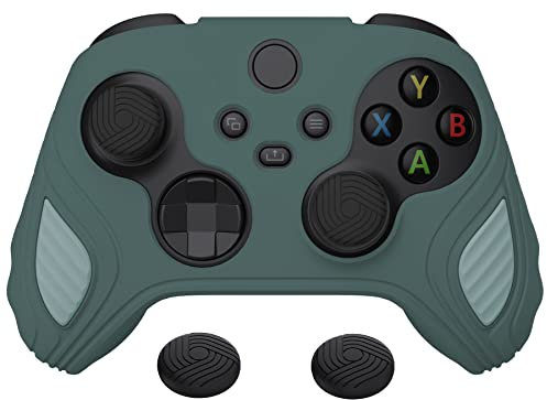 PlayVital Anti-Rutsche Silikonhülle für Xbox Series X/S Controller, weiche Hülle Tasche Case aus Gummi für Xbox Core Controller mit Kappen-Skorpion Edition,Templeton Grau&Jade Grau