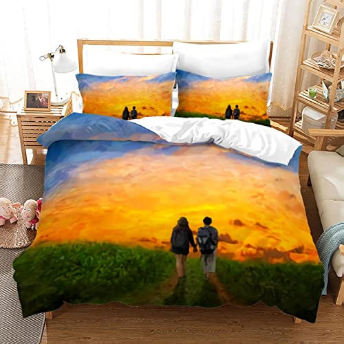 LANJIL Liebhaber-Stil Sleepwise Bettwäsche Warm Gemütlich Polyester Baumwolle Bettwäsche Sets 3 Teilig Mit Reißverschluss Bettwasche 155 cm × 220 cm Mit Zwei Kissenbezügen (80X80 cm)
