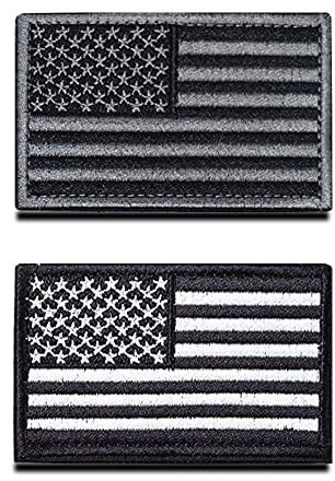 Zcketo 2 Pieces Embroidered Grey American Flag Patches with Velcro for Tactical Backpacks, Clothing Gears Attachment