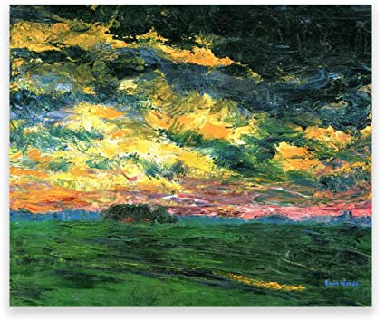 IKYE Berühmte Gemälde von Emil Nolde, Druck auf Leinwand. Reproduktion von Ölgemälden. Abstrakte Wandbilder auf Leinwand für Wohnzimmer (Rüschen) 60 x 72 cm (23,6 x 28,3 Zoll), rahmenlos