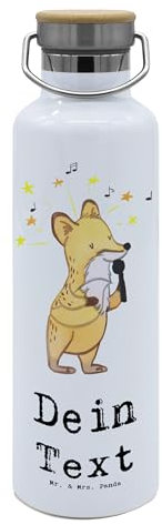 Mr. & Mrs. Panda Personalisierte Trinkflasche Musicaldarsteller Herz - Personalisierte Geschenke, Mitarbeiter, Ausbildung, Trinkflasche bedrucken,