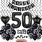 Schwarz 50. Geburtstag Dekoration, Luftballon 50. Geburtstag Deko, Schwarz Tortendeko 50 Jahre Mann, Deko 50. Manner Frau, Deko 50. Ballons