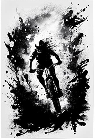 artboxONE Poster 75x50 cm Schwarzweiß Downhill-Bike schwarz und weiß - Bild Kunst dynamisch Energie