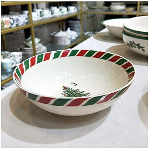 Ensaladera de cerámica vintage Ensaladera navideña de porcelana, Cubiertos navideños estadounidenses caseros Se puede usar como tazón de arroz Tazón de fideos Tazón de sopa, 5.5 pulgadas / 6 pulgadas