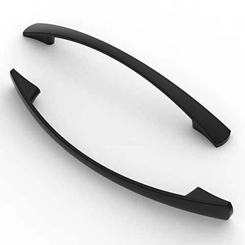 FURNIWARE Pack of 5 Cabinet Pulls, Zinc Alloy Drawer Pulls, Hardware Modern Kitchen Cabinet Door Handles, for Kitchen and Bathroom Cabinets Cupboard, Matt Black-128mm(5 Inch) Hole Center