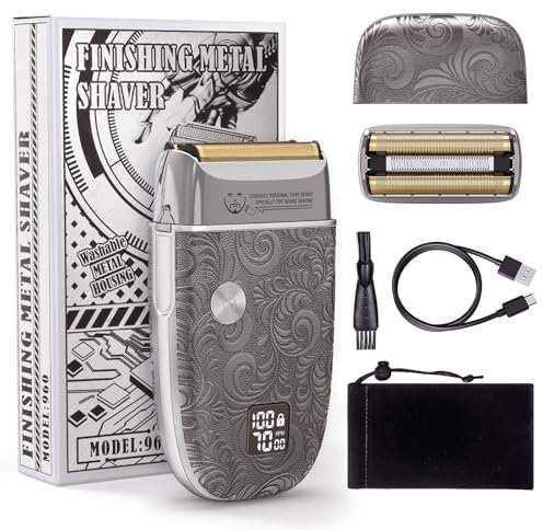 Bestauty Folienrasierer Herren mit 3-Klingen Elektrischer Rasierer Glatzen Rasierer Herren Nass- und Trockenrasur, Wiederaufladbar Type-C, Foil Shaver Reiserasierer Geschenk für Männer, Silber