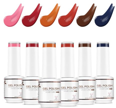 Nicedeco Gel Nail Polish Set, UV/LED Gel Polish,Nail Art Manicure Pedicure, Salon & Home Use - Long Lasting & Easy to Apply 6pcs x 8ml-Kit10