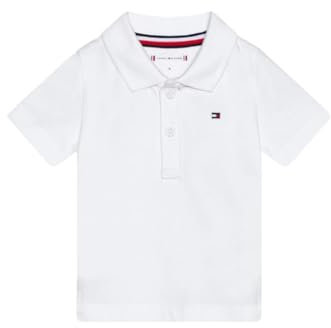Tommy Hilfiger Baby Flag Polo S/S KN0KN01763 Maniche Corte, Bianco (White), 0 Mesi Unisex-Bimbi