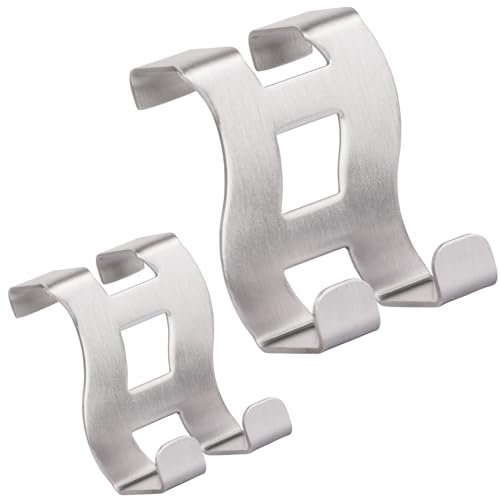 RICOO Türhaken zum Einhängen, MH001-2, Türgarderobe, Kleiderhaken Tür, Garderobenhaken, Edelstahl, 2er Set, Türhänger, Door Hanger, Tür Hakenleiste, Jackenhalter Tür, ohne Bohren