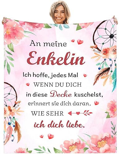 G-dake Personalisierte Decke Geschenke für Enkelin von Oma und Opa, Geschenkideen Geschenk an Meinen Enkelin Super weich Kuscheldecke für Mädchen Geburtstag Weihnachten Flauschige (130x150cm)