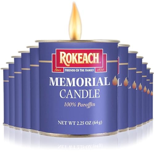 Rokeach Yahrzeit 24-Stunden-Kerzen, Gedenkkerze, Blechkerzen (12er-Pack) | Yom Kippur Kerzen | Notfallkerzen, perfekt für Verdunkelungen, Stürme und Hurrikane