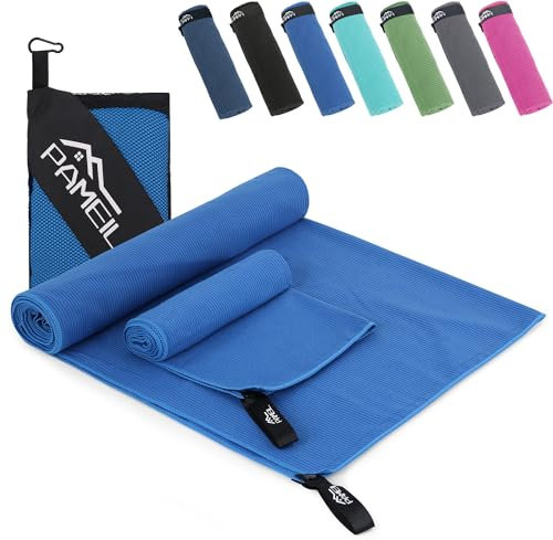 Fitness Handtuch 2er Set-(160x80cm Groß Badetuch+80x40cm Klein Sporthandtuch), Kompakt & Schnelltrocknend Sport Handtuch Gym ist Geeignet für Fitnessstudi, Outdoor, Strand, Camping