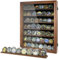 DecoWoodo 7 Reihen Herausforderung Münzvitrine - Hält 100 Münzen, Massivholz Militär-Münzhalter Schrank mit HD gehärtetem Glas, Wandmontierbare Schattenbox für Sammlerstücke, Medaillen, Casino Chips,